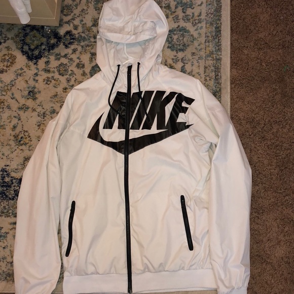 white and black nike coat
